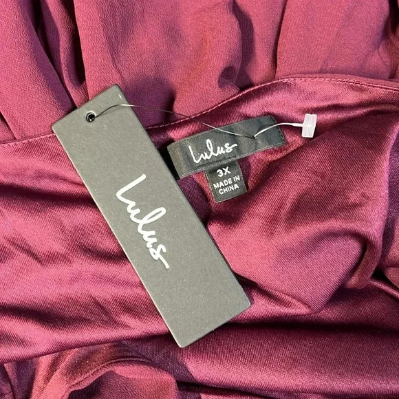NWT Lulus Burgundy long Sleeve Maxi Wrap Dress Size 3X - Picture 4 of 6